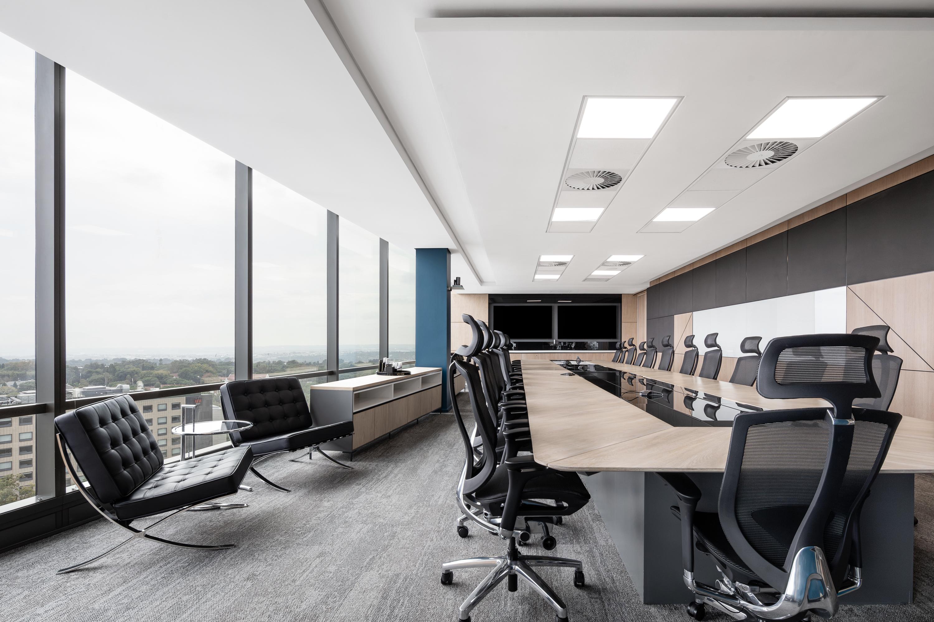 Bryte office boardroom with chairs and table.