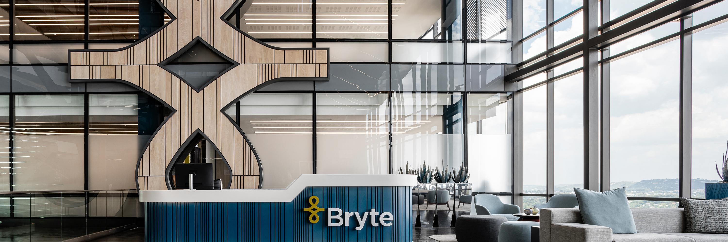 Wide Angle Shot of a Beautiful Office, With the Reception Desk and View From the Office